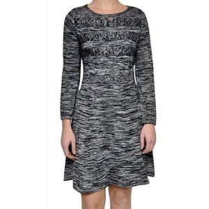 short fitted black dress Calvin Klein Girls Punto Tape Fit Flare Dress in Black main image 1
